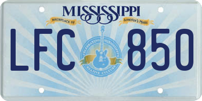 MS license plate LFC850