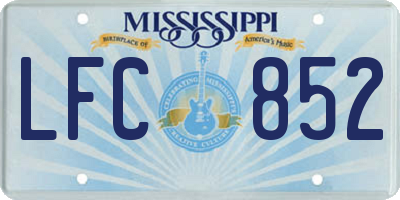 MS license plate LFC852