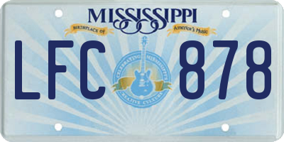 MS license plate LFC878
