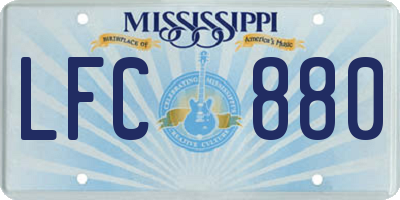 MS license plate LFC880