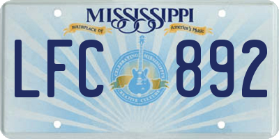MS license plate LFC892