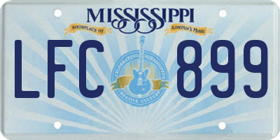 MS license plate LFC899