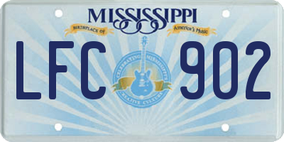 MS license plate LFC902