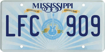MS license plate LFC909