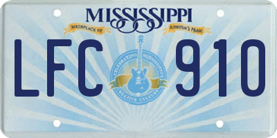 MS license plate LFC910
