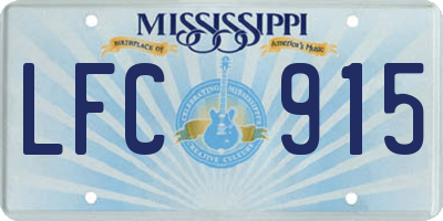 MS license plate LFC915