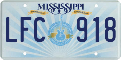MS license plate LFC918