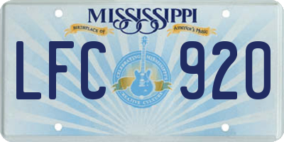MS license plate LFC920