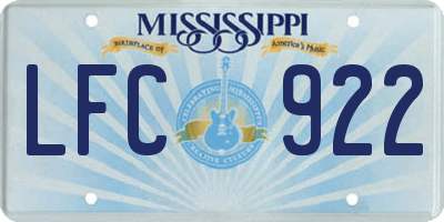 MS license plate LFC922