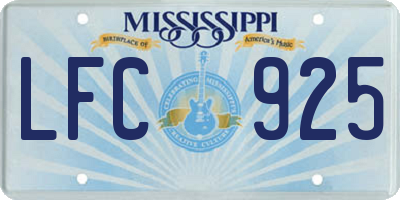 MS license plate LFC925