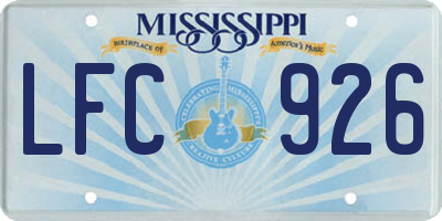 MS license plate LFC926