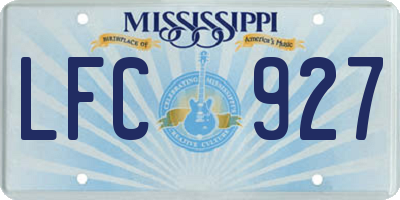 MS license plate LFC927