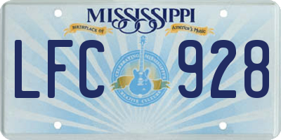 MS license plate LFC928