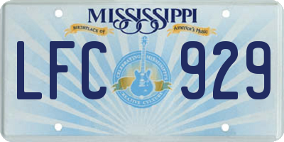 MS license plate LFC929