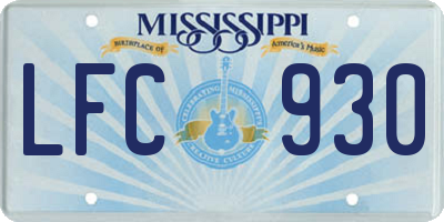 MS license plate LFC930