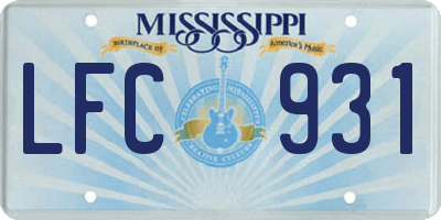 MS license plate LFC931