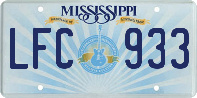 MS license plate LFC933