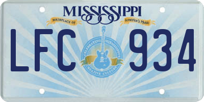MS license plate LFC934