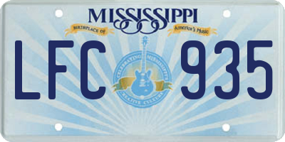 MS license plate LFC935