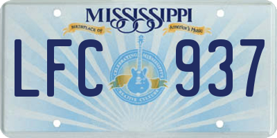 MS license plate LFC937