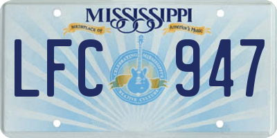 MS license plate LFC947