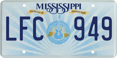 MS license plate LFC949
