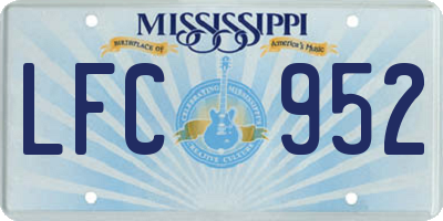 MS license plate LFC952