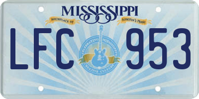 MS license plate LFC953