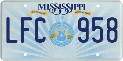 MS license plate LFC958