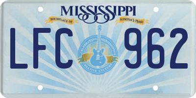 MS license plate LFC962