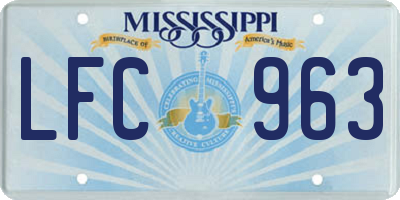 MS license plate LFC963