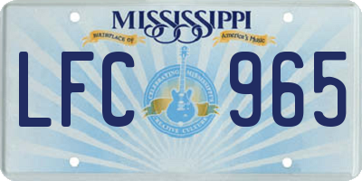 MS license plate LFC965