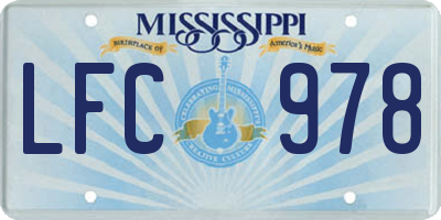MS license plate LFC978