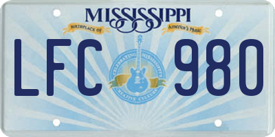 MS license plate LFC980