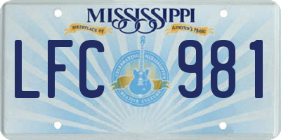 MS license plate LFC981