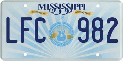 MS license plate LFC982