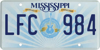 MS license plate LFC984