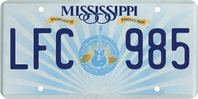 MS license plate LFC985