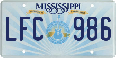 MS license plate LFC986