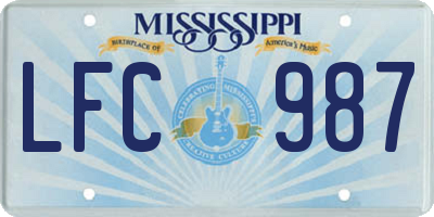 MS license plate LFC987