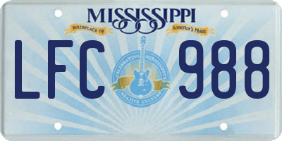 MS license plate LFC988
