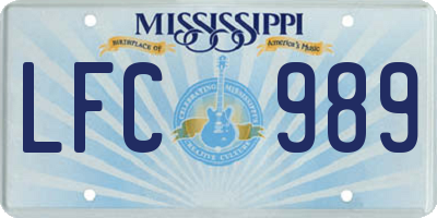 MS license plate LFC989