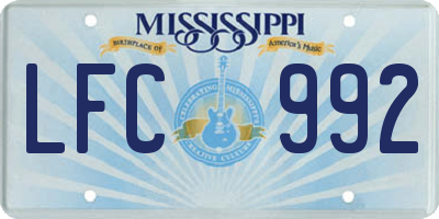 MS license plate LFC992