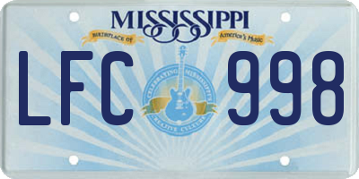 MS license plate LFC998
