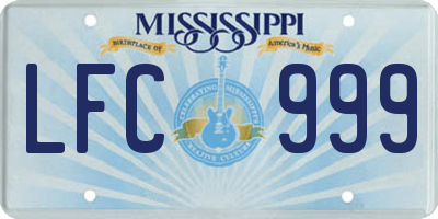 MS license plate LFC999