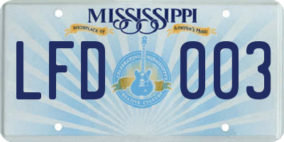 MS license plate LFD003