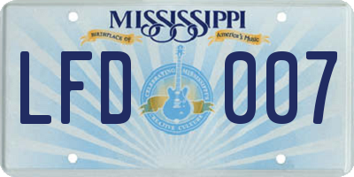 MS license plate LFD007