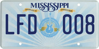 MS license plate LFD008