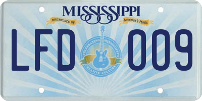 MS license plate LFD009