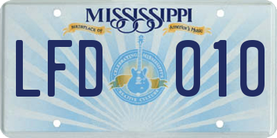 MS license plate LFD010